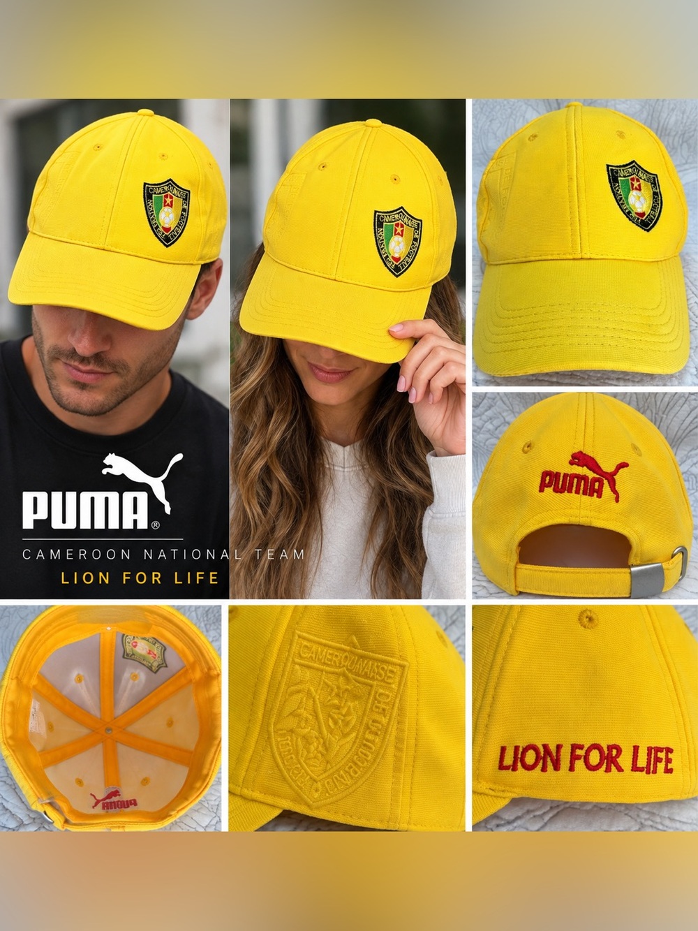 PUMA Cameroon National Football Team Yellow Embroidered Adjustable Hat / Cap